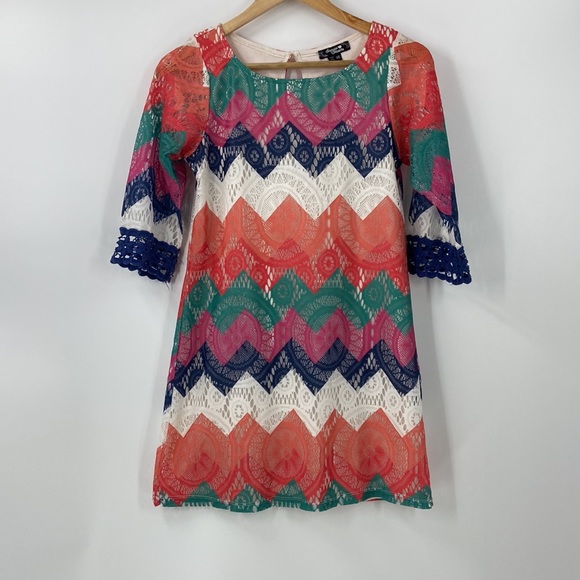 Sequin heart multicolor lace A line summer spring tunic - Picture 13 of 13
